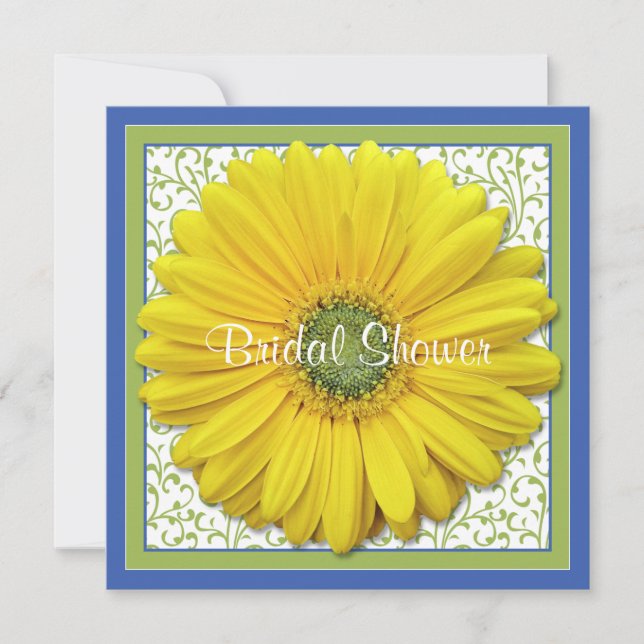 Yellow Blue Green Daisy Bridal Dusche Einladung (Vorderseite)