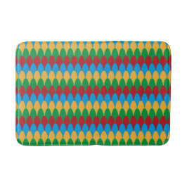 Yellow Blue Green & Red Geometric Scallops Badematte