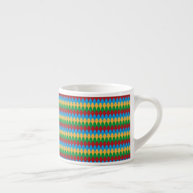 Yellow Blue Green & Red Geometric Scallops Espressotasse (Rechts)