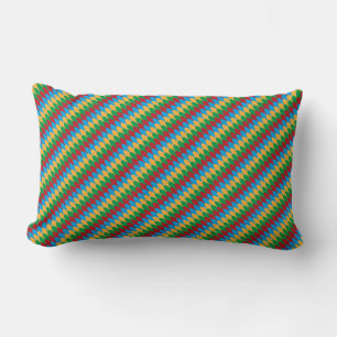 Yellow Blue Green & Red Geometric Scallops Lendenkissen
