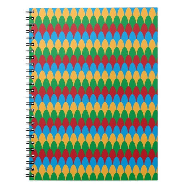 Yellow Blue Green & Red Geometric Scallops Notizblock (Vorderseite)