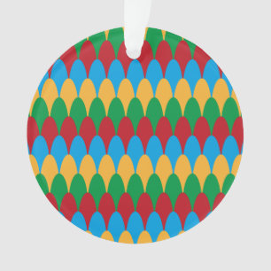 Yellow Blue Green & Red Geometric Scallops Ornament