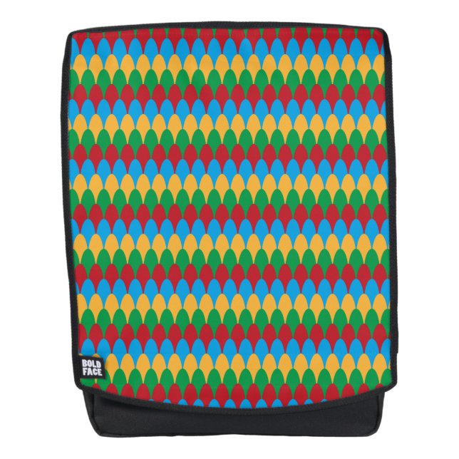 Yellow Blue Green & Red Geometric Scallops Rucksack (Vorderseite)