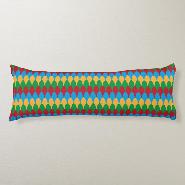 Yellow Blue Green & Red Geometric Scallops Seitenschläferkissen (Vorderseite)
