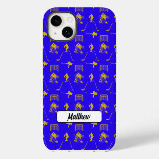 Yellow Blue Hockey Trendless Seamless Pattern iPhone 14 Plus Hülle