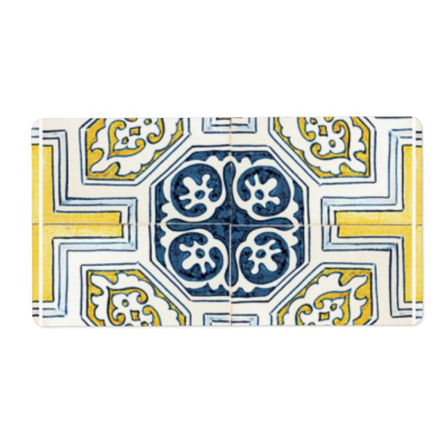 Yellow Blue Imitats Geometrie Tile Art (Vorne)
