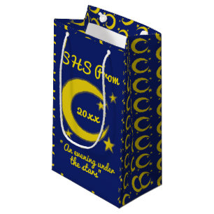 Yellow Blue Night Sky Crescent Moden Stars Prom Kleine Geschenktüte