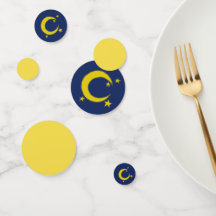 Yellow Blue Night Sky Crescent Moon Stars Abend