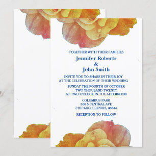 Yellow Blue OrangeWhite Floral Rose Hochzeit Einladung