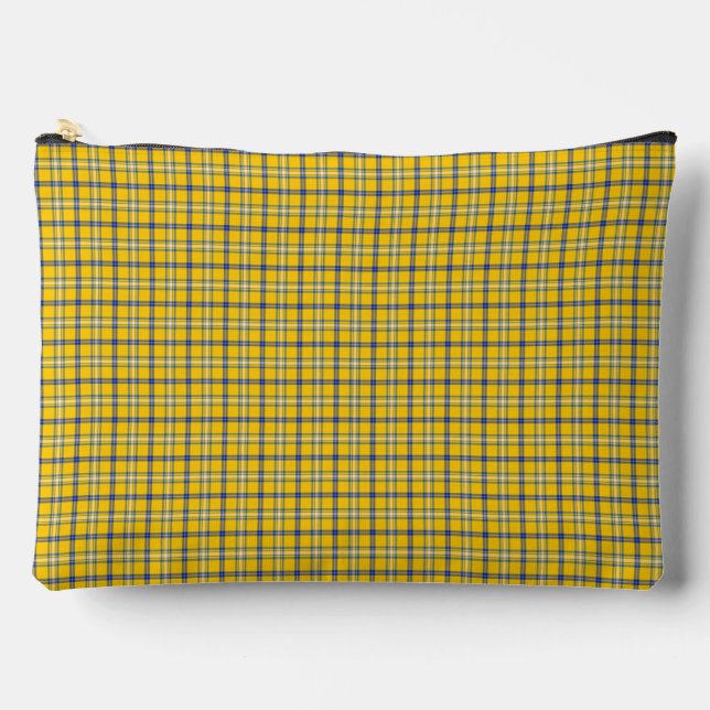 Yellow Blue Plaid Classic Pattern Retro Zubehörtasche (Vorderseite)