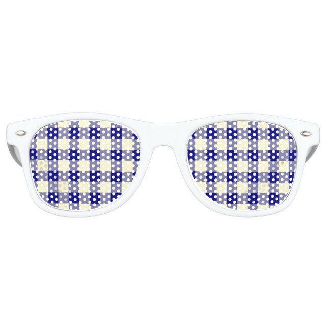 Yellow Blue Plaid Seamless Pattern Partybrille (Vorderseite)
