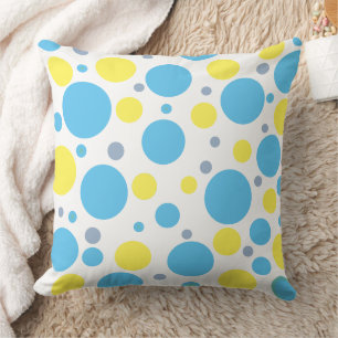 Yellow Blue Polka Dots Kissen