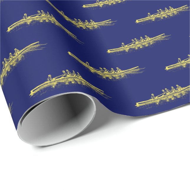 Yellow Blue Rowers Crew Team Wassersport Geschenkpapier (Rolleneckpunkt)