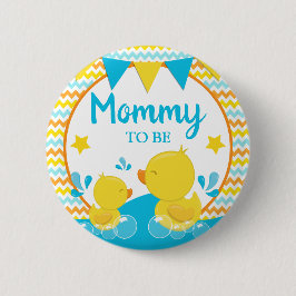 Yellow & Blue Rubber Ducky Polka Dot Mommy zu sein Button