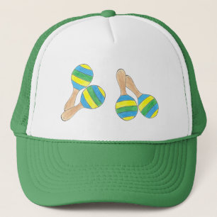 Yellow Blue Striping Maracas Fiesta Music Party Truckerkappe