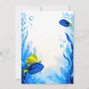 Yellow Blue Tangs Fish Wedding Party Einladung