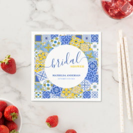Yellow Blue Tile Summer Brautparty Serviette