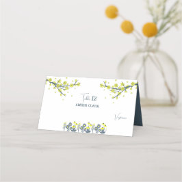 Yellow Blue Wildblume Floral Boho Wedding Platzkarte