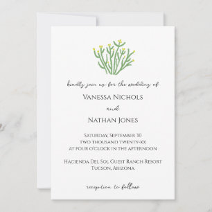 Yellow Blume Cholla Cactus Desert Wedding Einladung