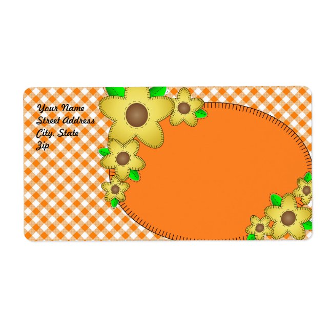 Yellow Blume Gingham Background Shipping Label (Vorne)