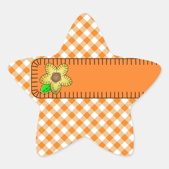 Yellow Blume Gingham Background Star Sticker (Vorderseite)