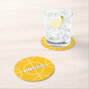 Yellow Bocce Ball Zollpapiertrinke Coaster Runder Pappuntersetzer