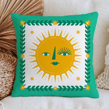 Yellow BOHO Chic Sun Face Bohemian Green Celestial