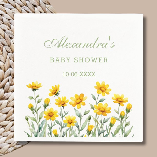 Yellow Boho Chic Wildblume Babydusche Serviette (Von Creator hochgeladen)