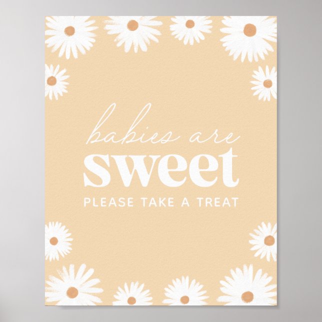 Yellow Boho Daisy Baby Shower Babies sind süß Poster (Vorne)