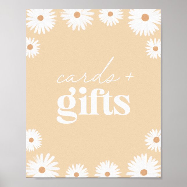 Yellow Boho Daisy Baby Shower Cards und Geschenke Poster (Vorne)