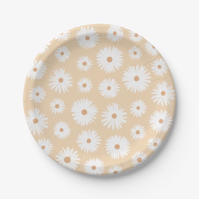 Yellow Boho Daisy Birthday Party Pappteller (Vorderseite)