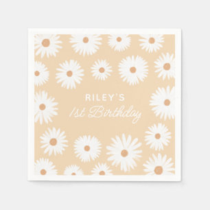 Yellow Boho Daisy Birthday Party Serviette