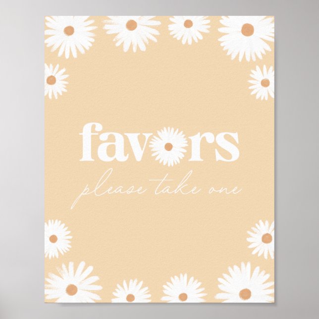 Yellow Boho Daisy Floral Baby Shower favorisiert S Poster (Vorne)