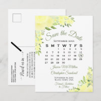 Yellow Boho floral Wedding Save the Date Calendar