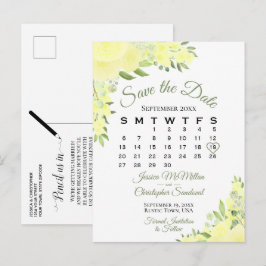 Yellow Boho floral Wedding Save the Date Calendar Ankündigungspostkarte