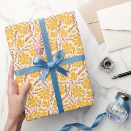 Yellow Boho Mitte Jahrhundert Modernes Blumenmuste Geschenkpapier