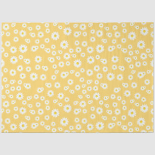 Yellow Boho Spring Daisies Pattern Seidenpapier