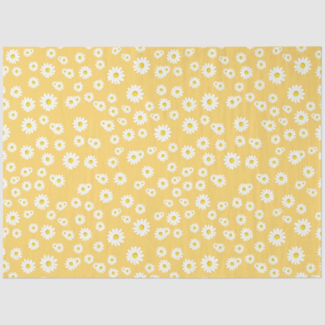 Yellow Boho Spring Daisies Pattern Seidenpapier (Vorderseite)