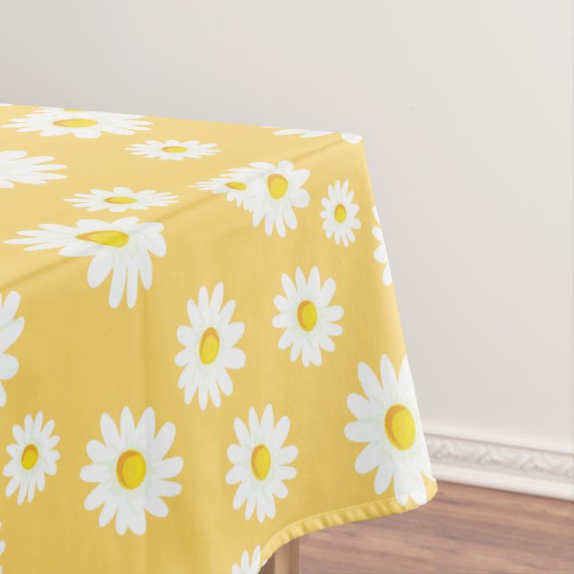 Yellow Boho Spring Daisies Pattern Tischdecke (Beispiel)