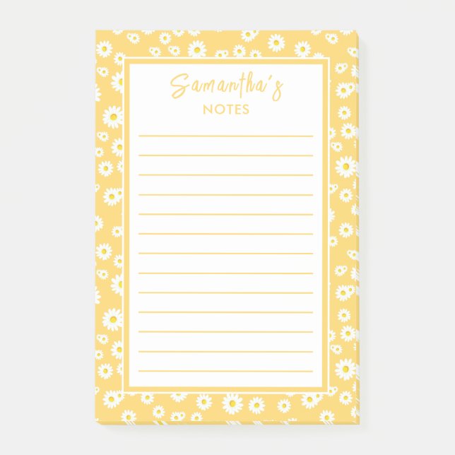 Yellow Boho Spring Daisies Post-it Klebezettel (Vorderseite)