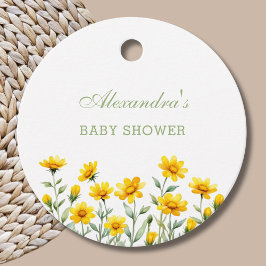 Yellow Boho Wildblume Babydusche Danke Geschenkanhänger
