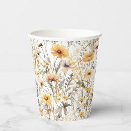Yellow Boho Wildblume Pappbecher