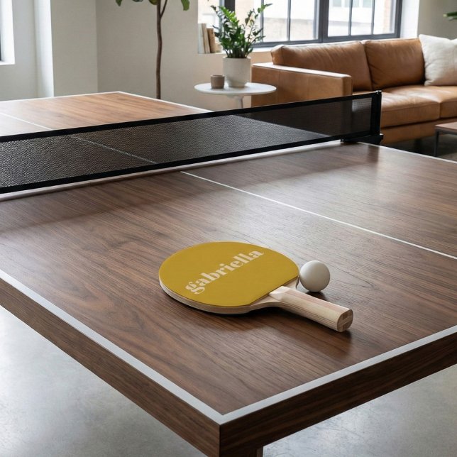 Yellow Bold Typography Personalized Name Tischtennis Schläger (Von Creator hochgeladen)