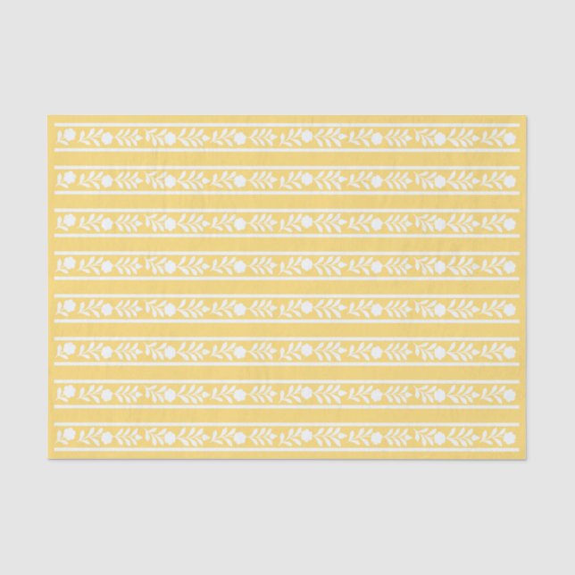 Yellow Bone Inlay Floral Border Decoupage Paper Seidenpapier (Vorderseite)