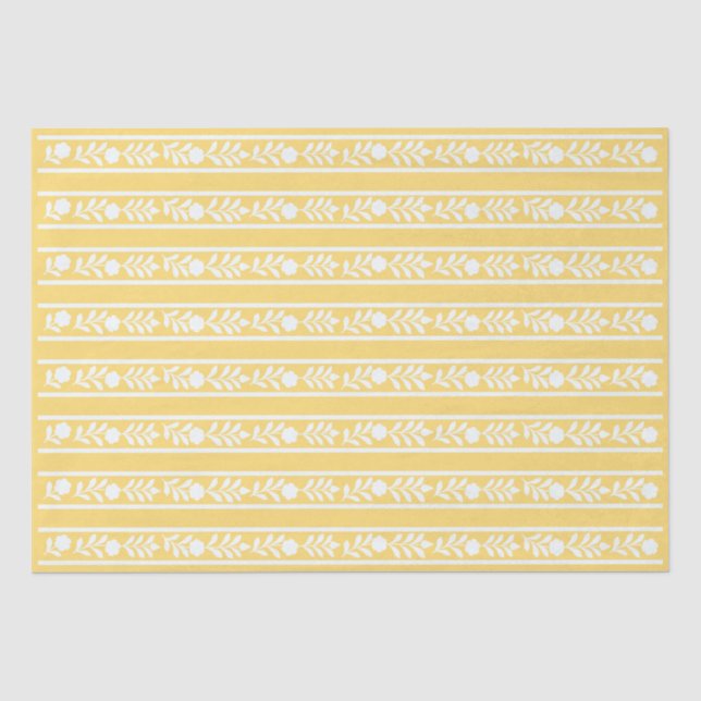 Yellow Bone Inlay Floral Border Decoupage Paper Seidenpapier (Vorderseite)