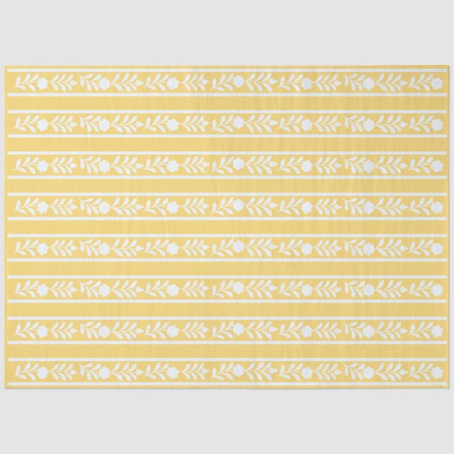 Yellow Bone Inlay Floral Border Decoupage Paper Seidenpapier (Vorderseite)