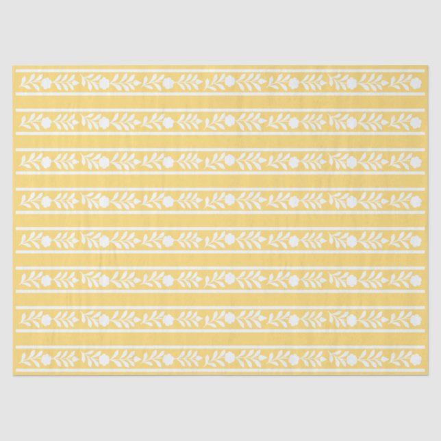 Yellow Bone Inlay Floral Border Decoupage Paper Seidenpapier (Vorderseite)