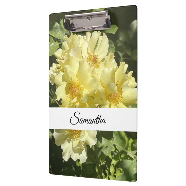 Yellow Botanical Flowers Klemmbrett (Links)