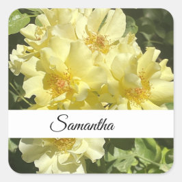 Yellow Botanical Flowers Quadratischer Aufkleber