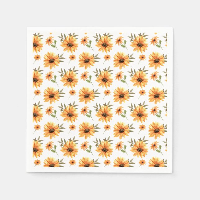 Yellow Botanical Sunflower Green Celebration Serviette (Vorderseite)